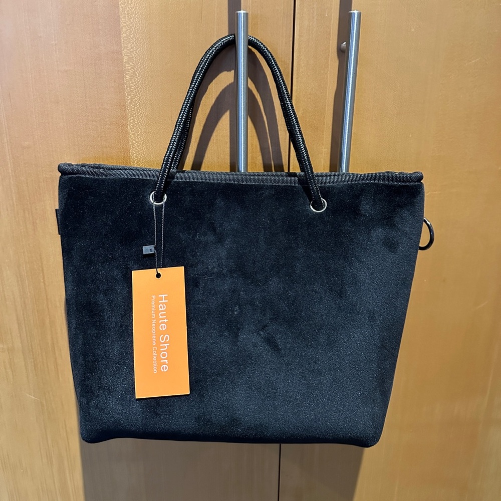 HAUTE SHORE Black Velour Tote Bag